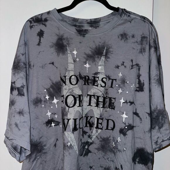 Disney Parks Gray Black Tie Dye Maleficent Tee Size Mens Large NWT - Picture 3 of 10
